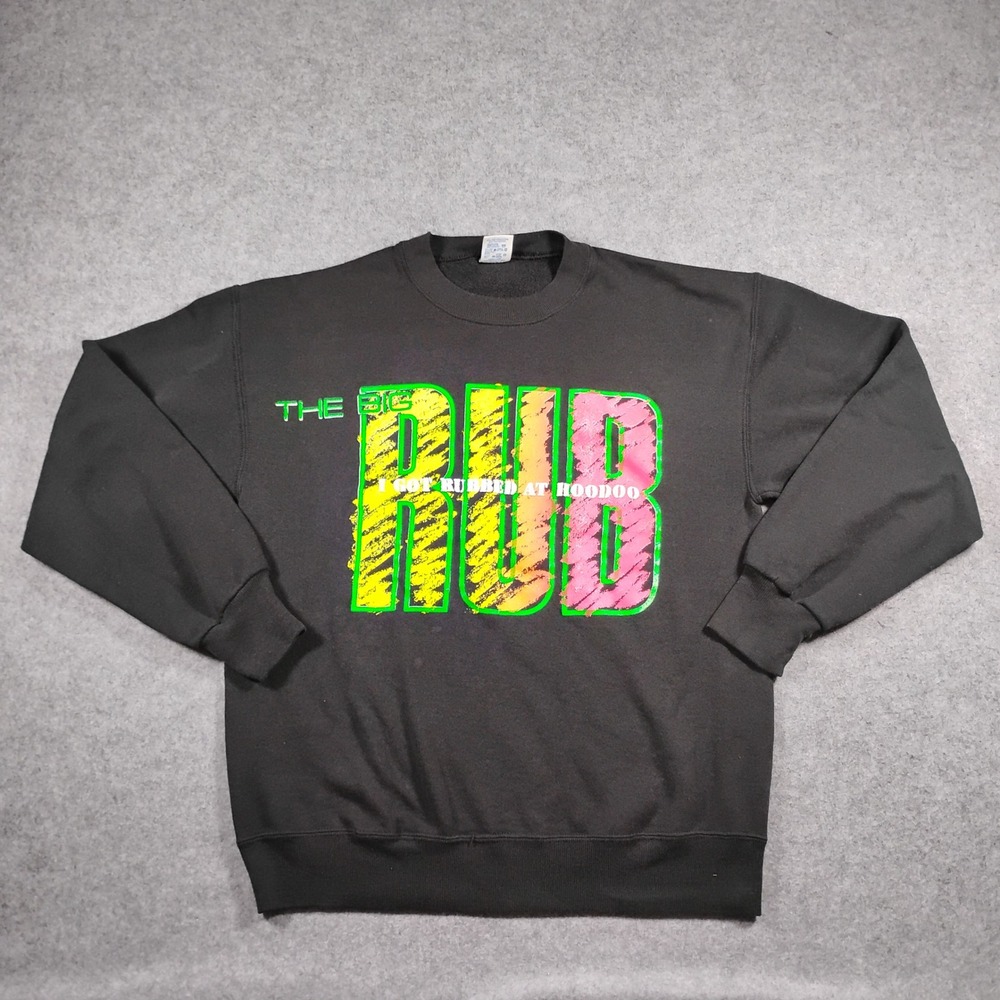 Vintage Jerzees Hoodoo Ski Resort Crewneck Sweatshirt Men's Large Black 90s Neon